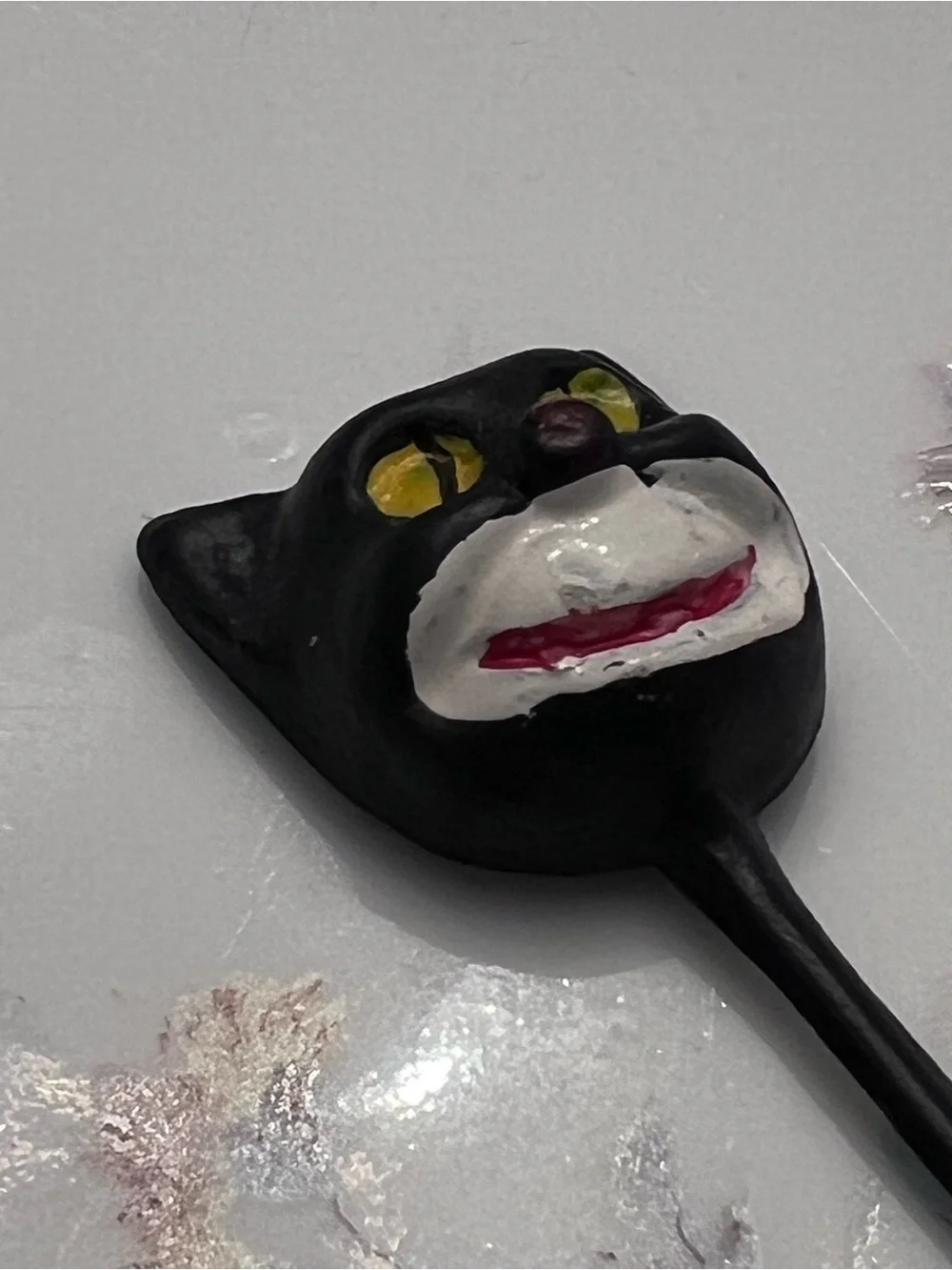 Vintage Halloween Black Spooky Cat Cupcake Cake Topper Pick 1950's Decoration